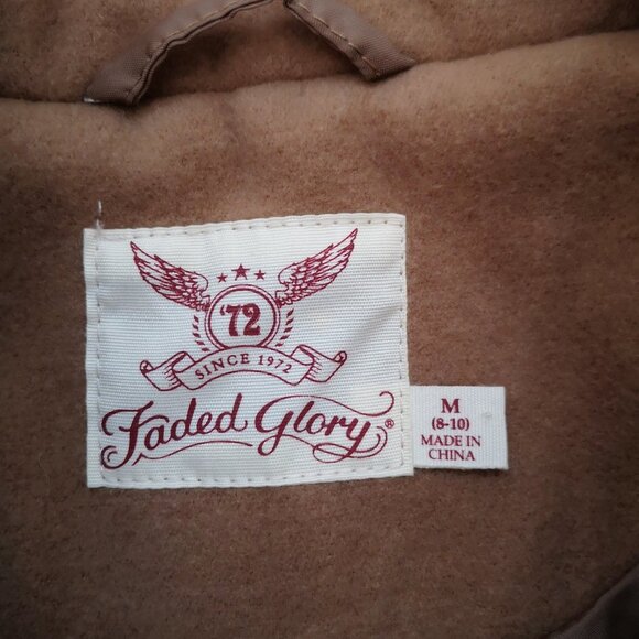 Faded Glory Ladies Size Medium (8-10) Flocked Tan Coat with Faux Leather Accents - Picture 3 of 8